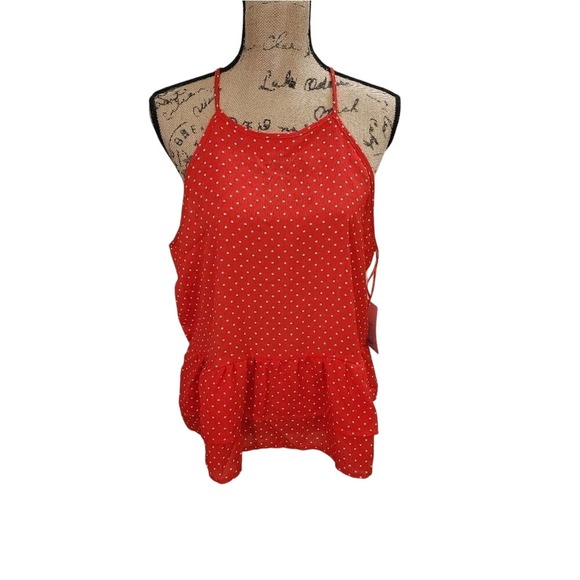 Lily White Tops - Lily White peplum tiered polka dot shirt size XL NEW